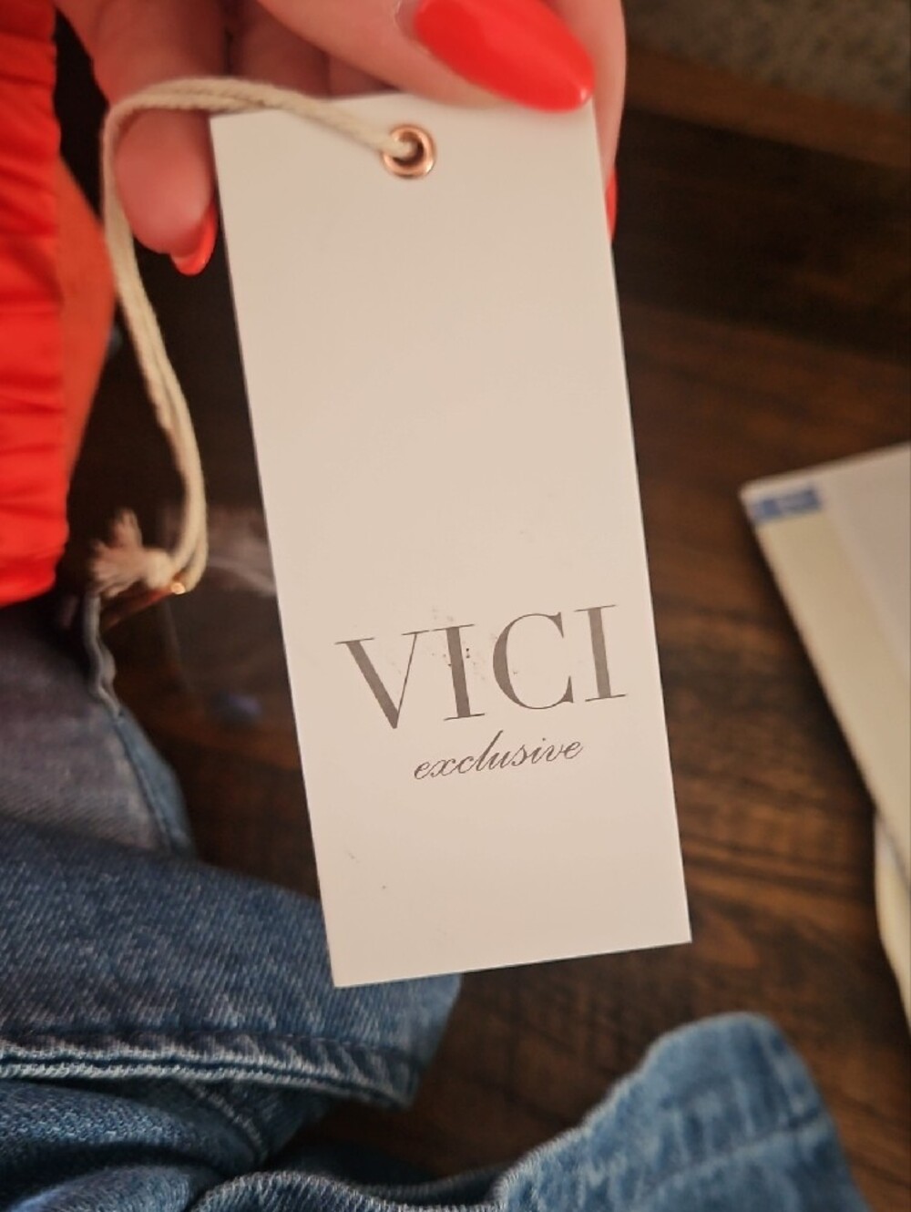 Vici Light Blue Denim Jumpsuit with Tie Waist - Picture 5 of 5